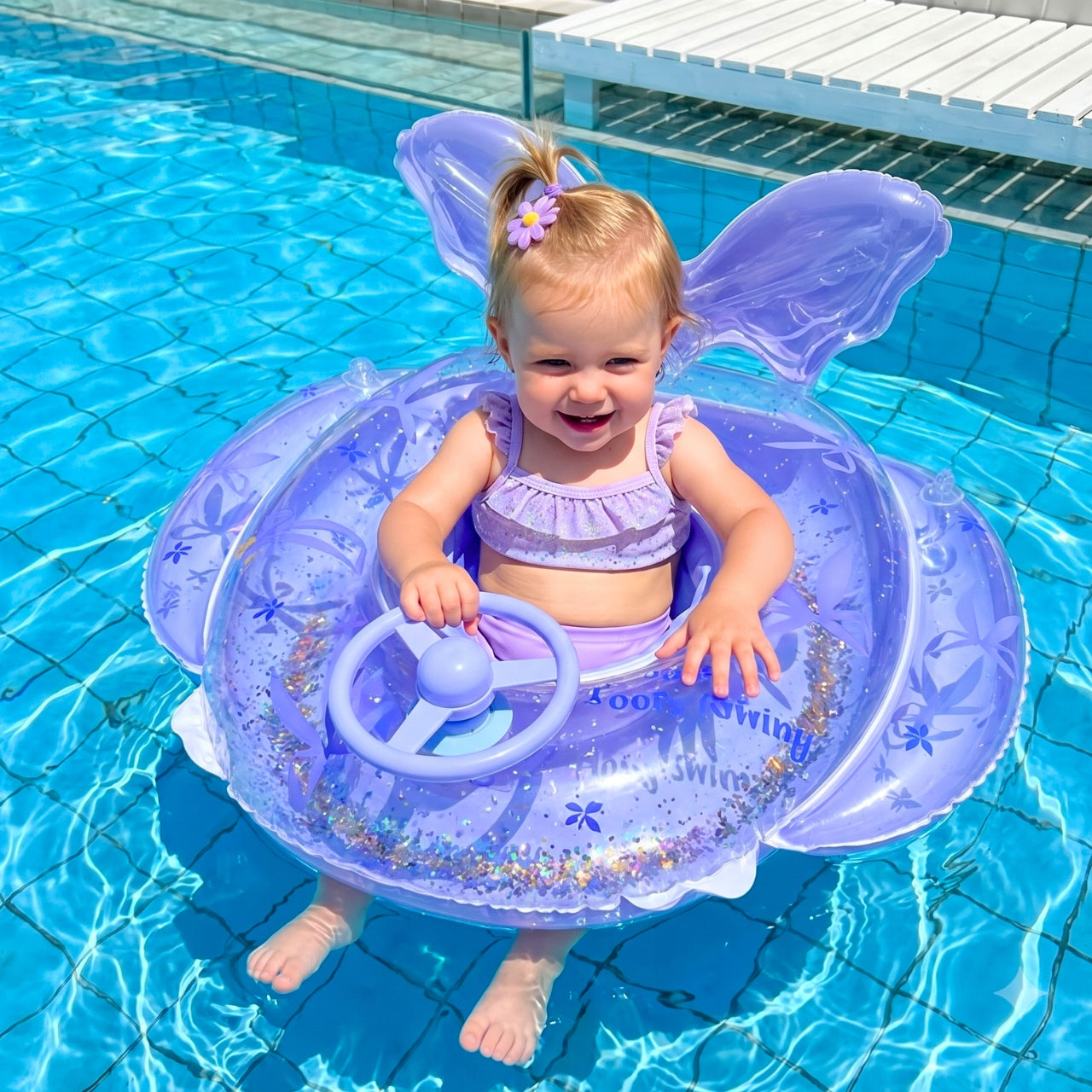 MATTRESS INFLATABLE MERMAID WHEEL FOR CHILDREN WITH STEERING WHEEL SEAT FOR SWIMMING POOL Brand DoModa