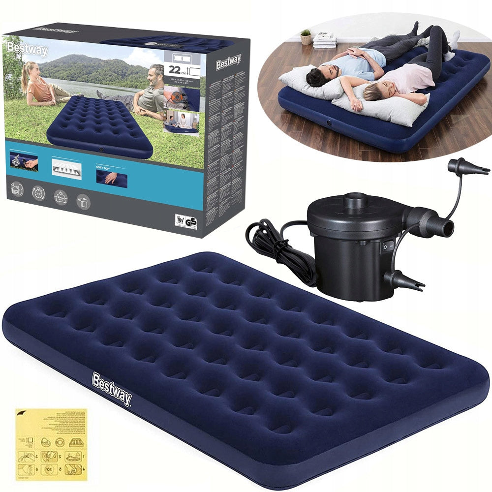 MATTRESS INFLATABLE SLEEPING BED BESTWAY 67287 SET WITH PUMP 230V 191x137