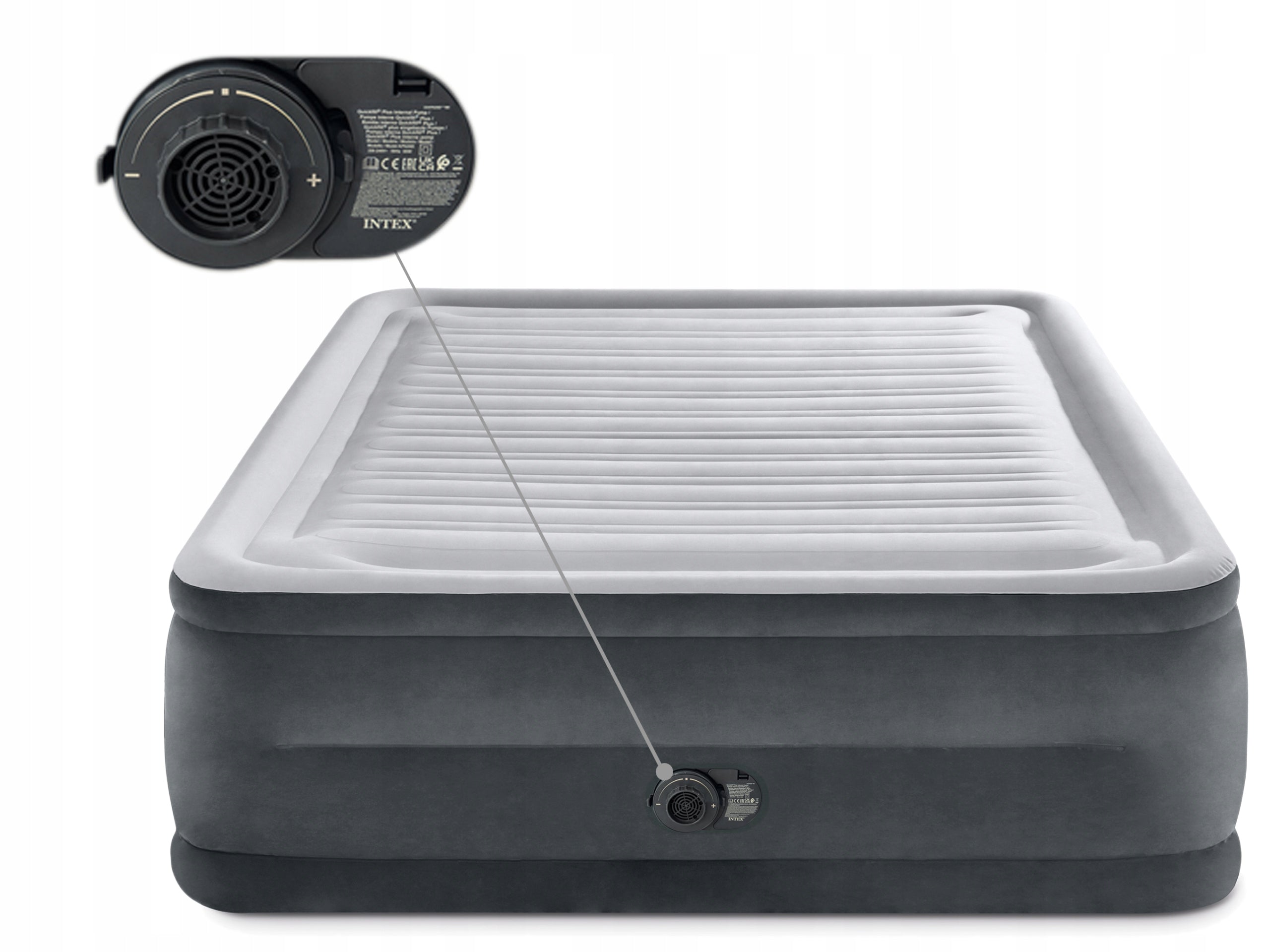 MATTRESS INFLATABLE VELOUR DOUBLE BEDS WITH PUMP 230V INTEX 64418ND Brand Intex