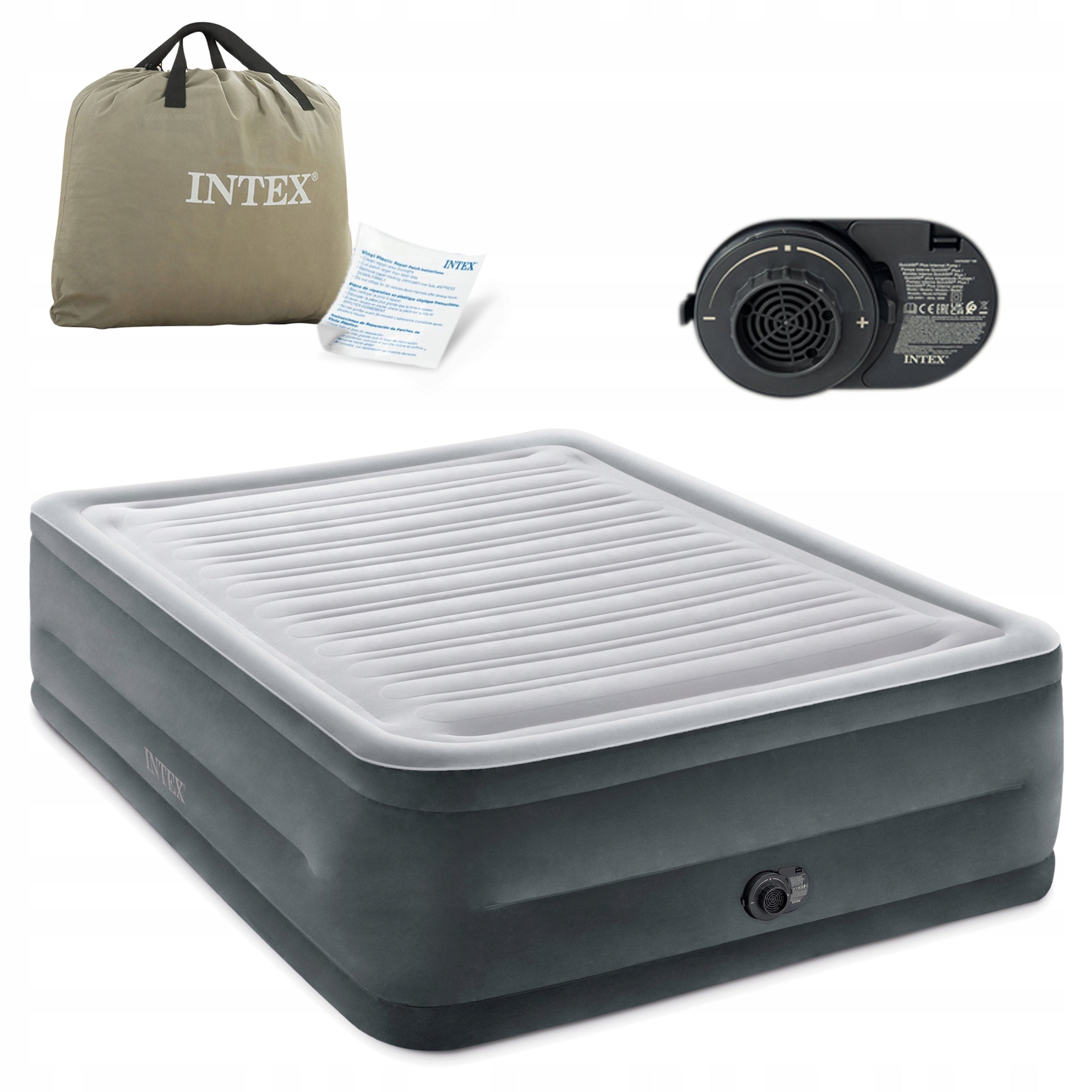 MATTRESS INFLATABLE VELOUR DOUBLE BEDS WITH PUMP 230V INTEX 64418ND