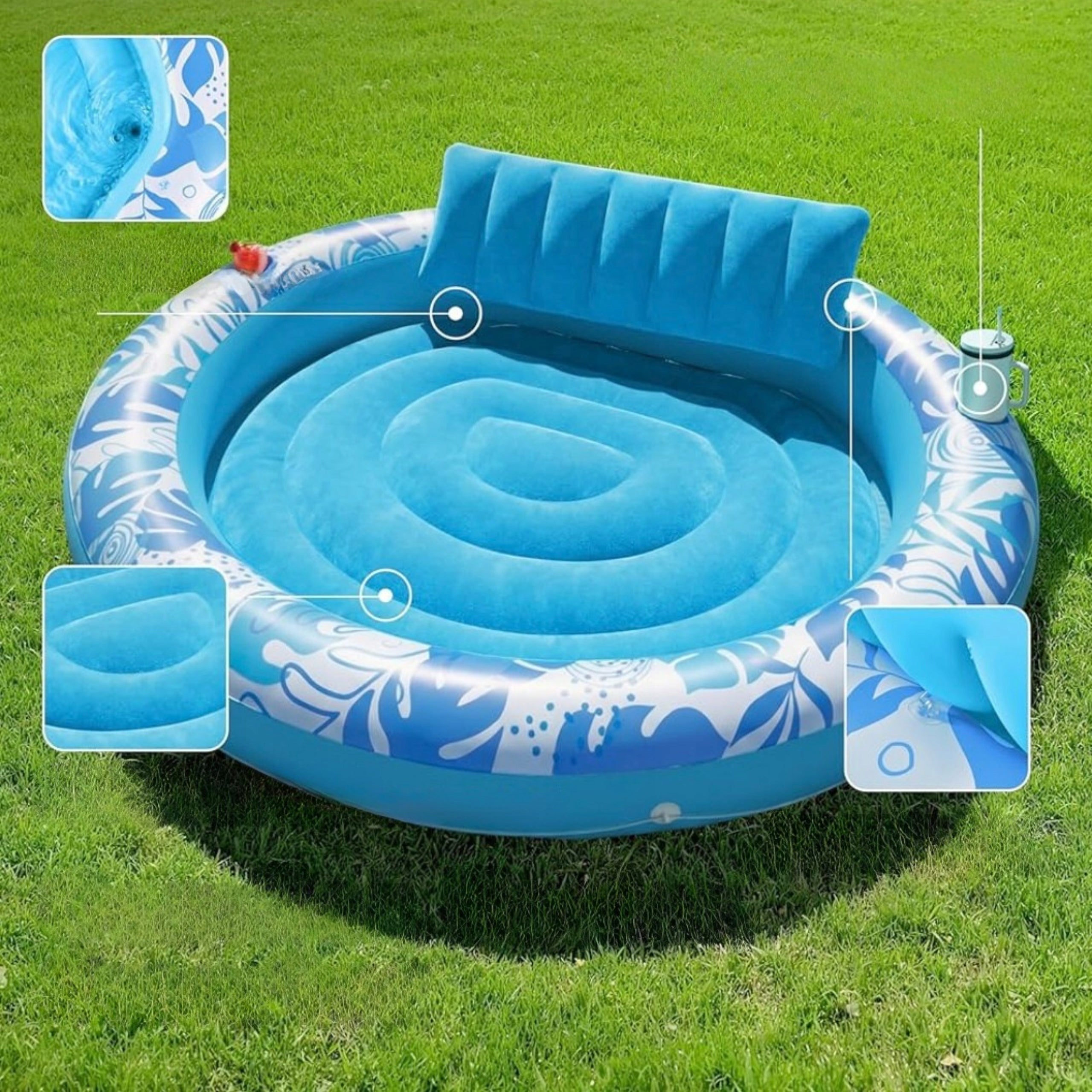 MATTRESS SWIMMING POOL SUN LOUNGER PILLOW INFLATABLE WATER BATH! Manufacturer code leżak wanna okragła nowoczesna premium!