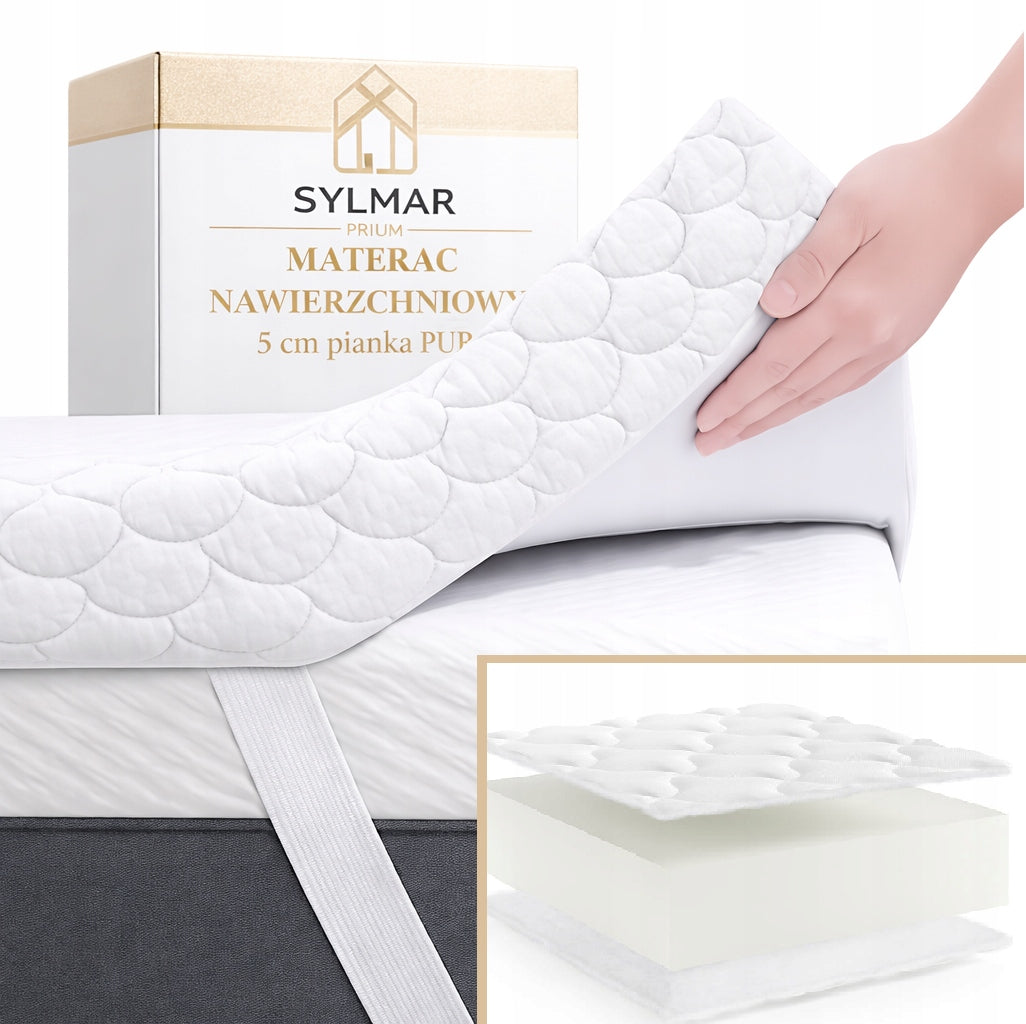 MATTRESS TOPPER 90x200 QUILTED OVERLAY FOAM PUR 5 CM TOPPER SEN