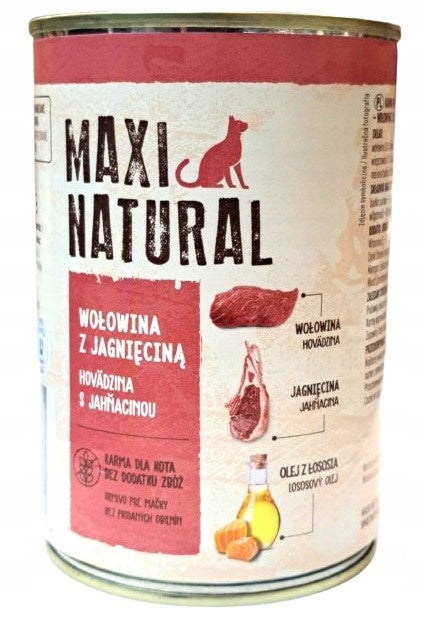 MAXI NATURAL BEEF WITH LAMB CAT FOOD 400G