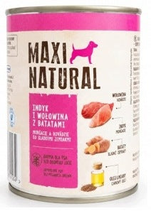 MAXI NATURAL DOG FOOD TURKEY AND BEEF WITH SWEET POTATOES 800G WET
