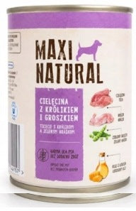 MAXI NATURAL VEAL DOG FOOD WITH RABBIT AND PEAS 800G WET