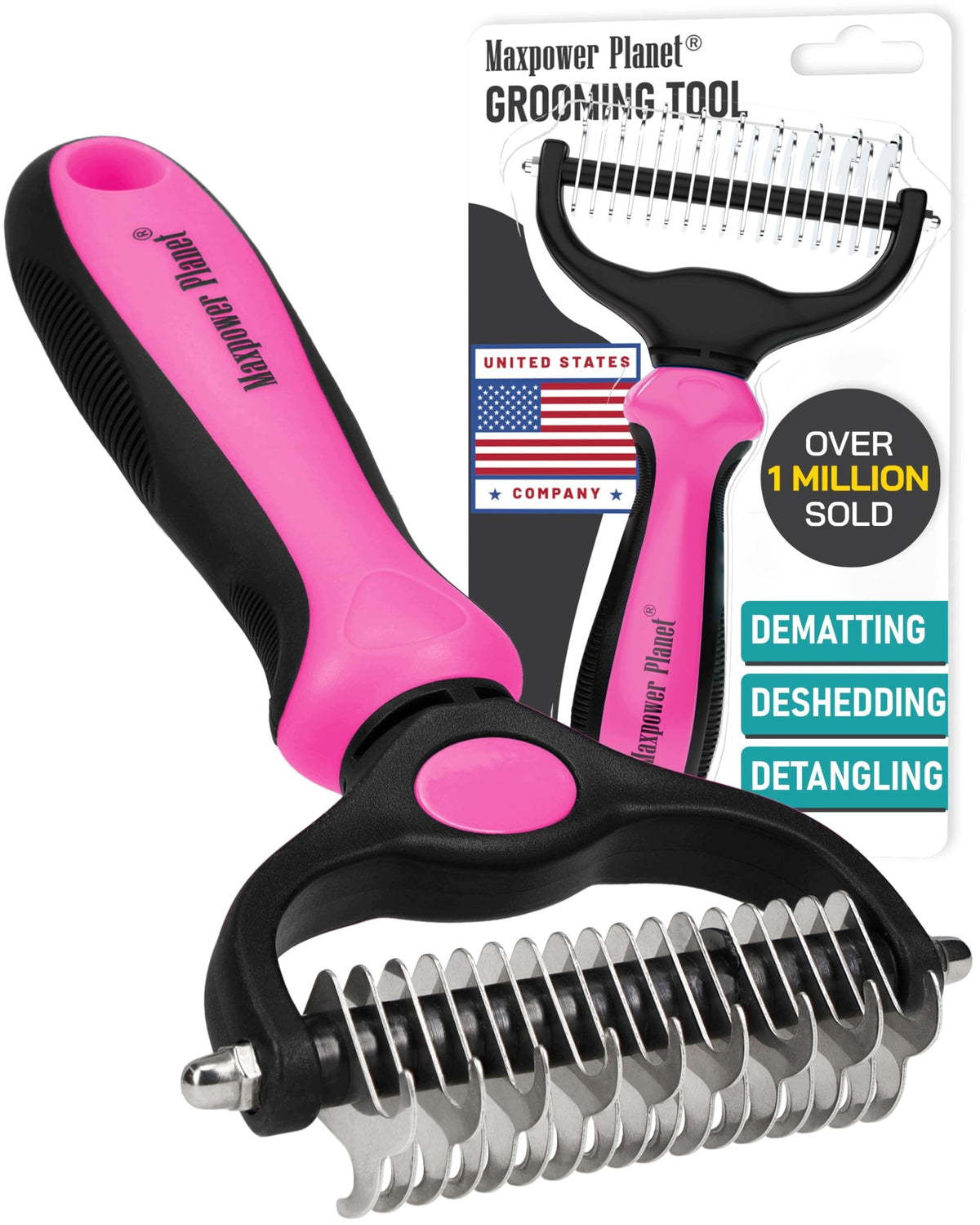MAXPOWER PLANET PET GROOMING BRUSH DOUBLE-SIDED RAKE