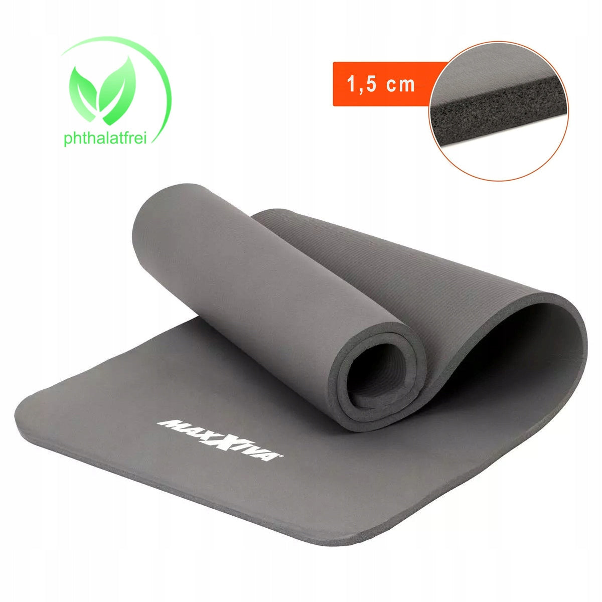 MAXXIVA GREY FOAM MAT 190x60x1,5cm FOR EXERCISE / YOGA / FITNESS