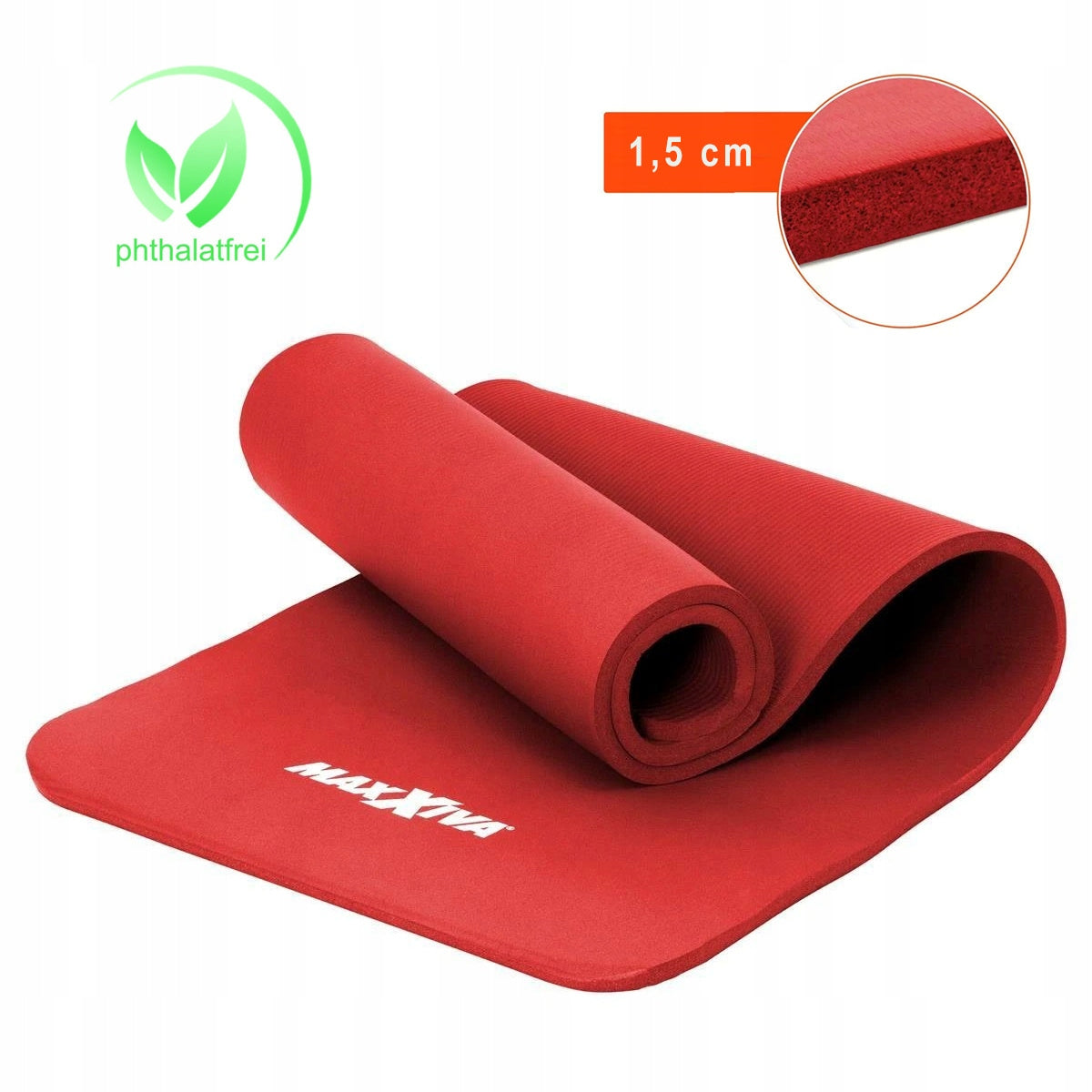 MAXXIVA RED FOAM MAT 190x60x1,5cm FOR EXERCISE / YOGA / FITNESS