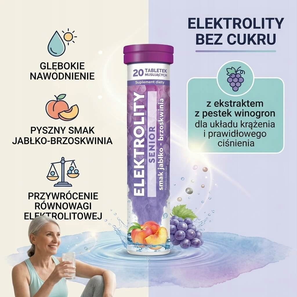 MBM Pharma Electrolytes Senior Apple-Peach without Sugar 20 Tablets Packaging status original