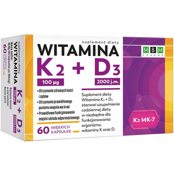 MBM Pharma Vitamin K2 100 + D3 2000 60 soft capsules with oil