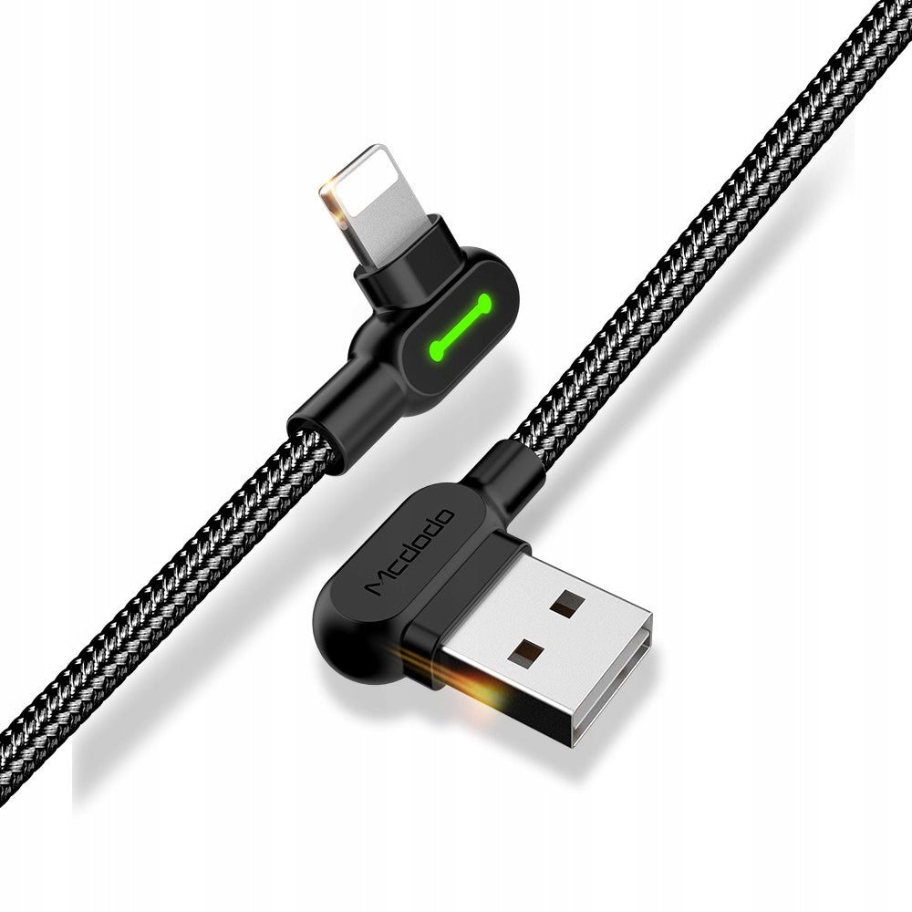 MCDODO 90° LIGHTNING ANGLE CABLE DOUBLE-SIDED FOR IPHONE 11 12 13 14 LED 0,5M Packaging status original