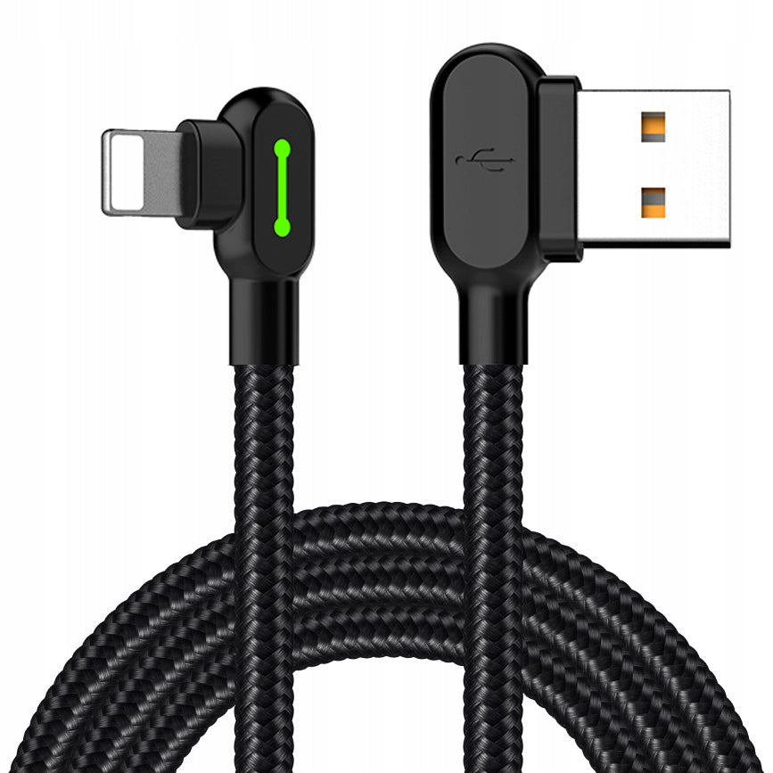MCDODO 90° LIGHTNING ANGLE CABLE DOUBLE-SIDED FOR IPHONE 11 12 13 14 LED 0,5M
