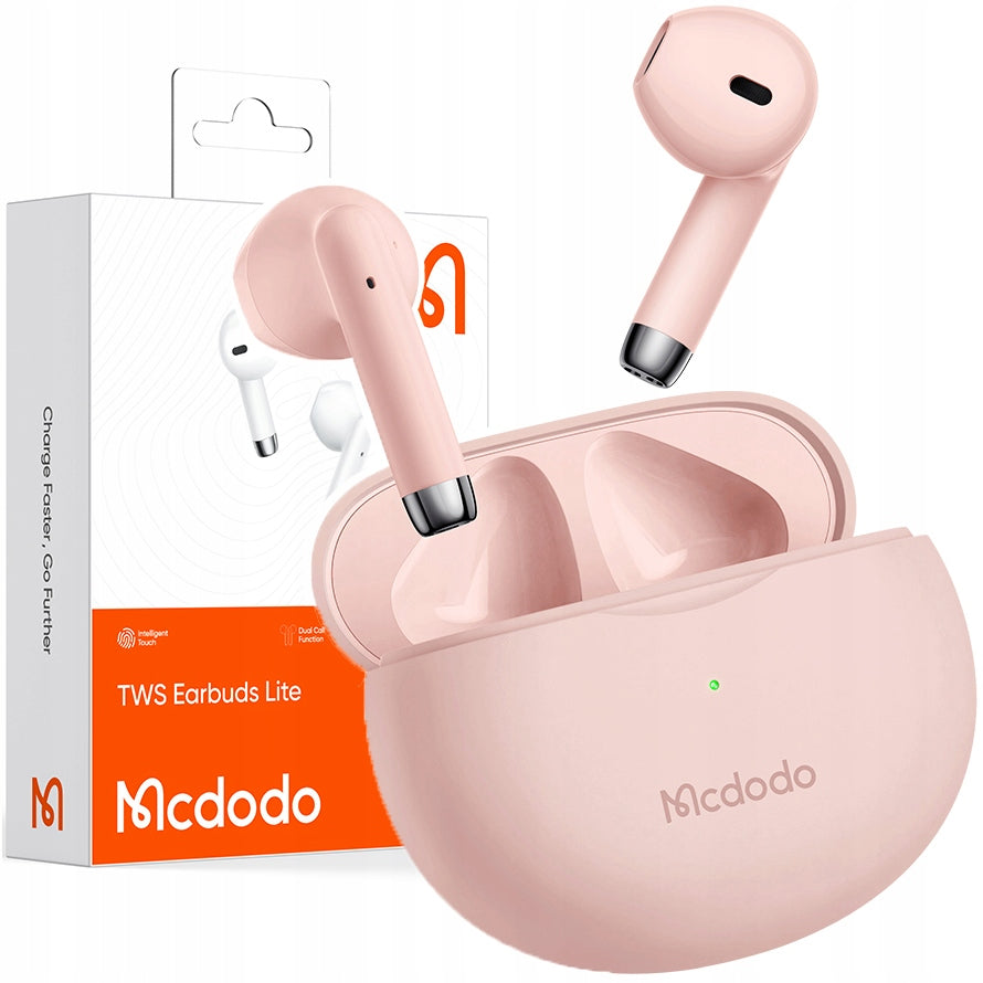 MCDODO BLUETOOTH 5 WIRELESS EARBUDS WITH MICROPHONE CASE PINK