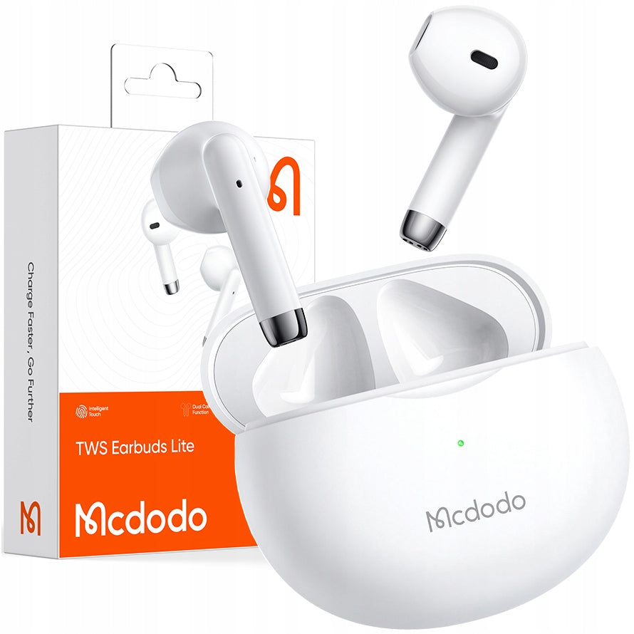 MCDODO BLUETOOTH 5 WIRELESS EARBUDS WITH MICROPHONE CASE WHITE