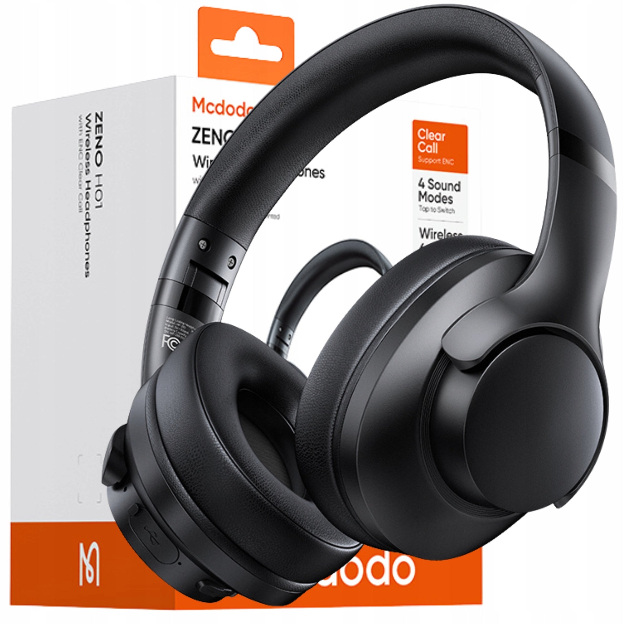 MCDODO BLUETOOTH WIRELESS ON-EAR HEADPHONES WITH MICROPHONE ENC BLACK