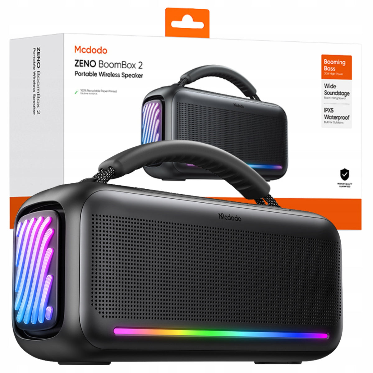 MCDODO LARGE BLUETOOTH SPEAKER PORTABLE WIRELESS WATERPROOF BLACK