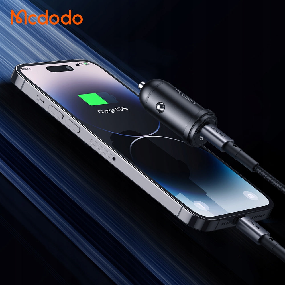 MCDODO POWERFUL FAST CAR CHARGER FOR PHONE SMALL USB-C 30W LED Packaging status original