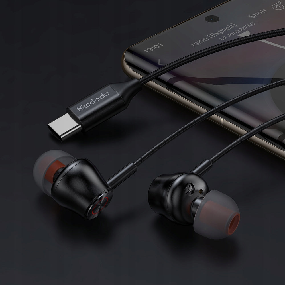 MCDODO WIRED HEADPHONES FOR PHONE WITH IN-EAR MICROPHONE WITH USB-C DAC Packaging status original