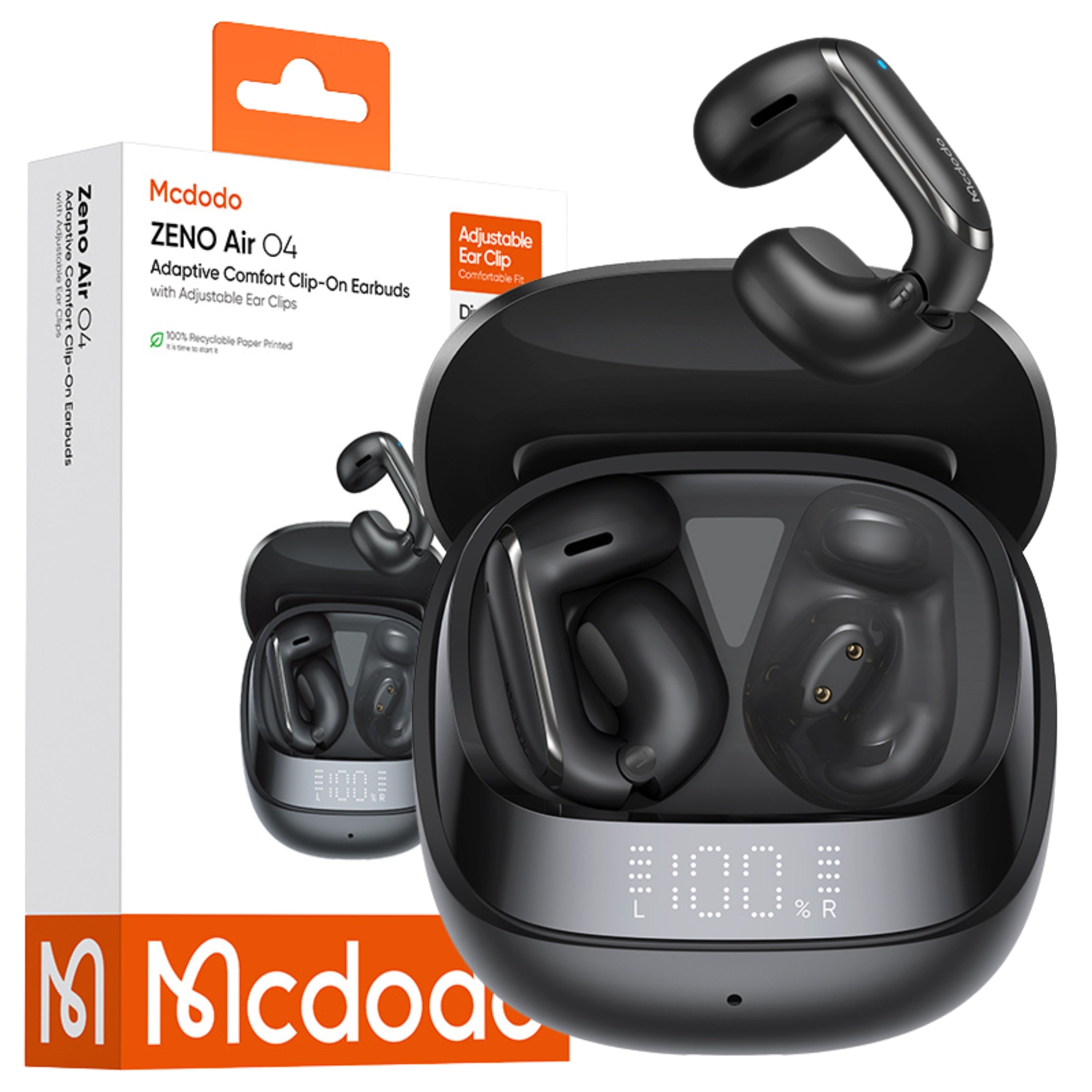 MCDODO WIRELESS AIR HEADPHONES WITH EAR CLIP BLUETOOTH CASE