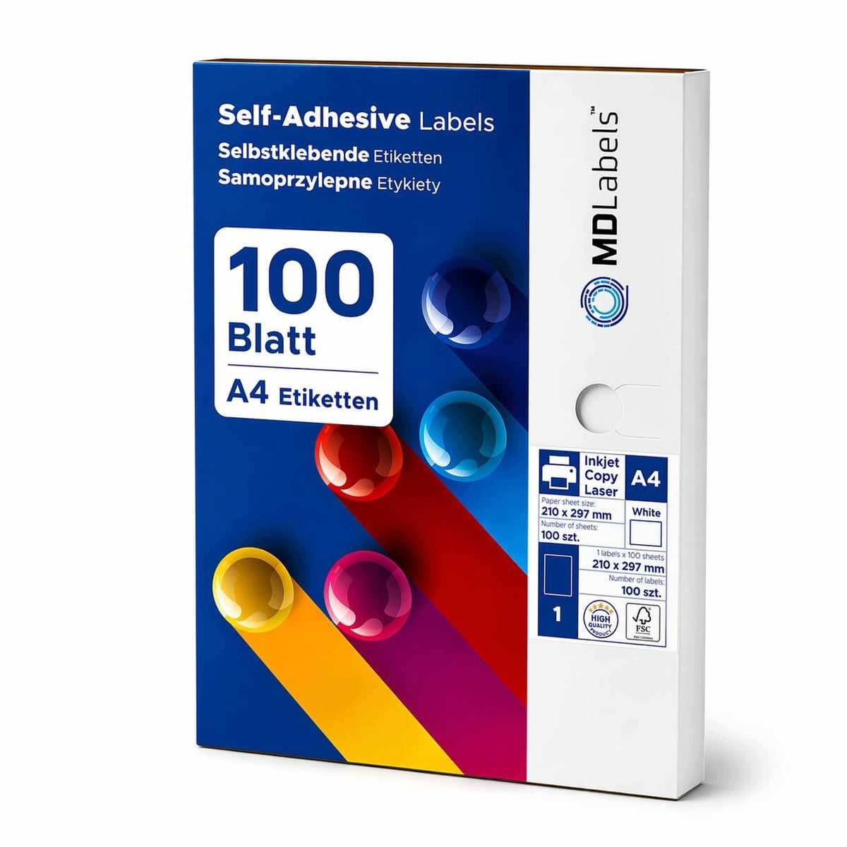 MDLABELS SELF-ADHESIVE PAPER A4 210X297 MM 100 PCS - FOR STANDALONE