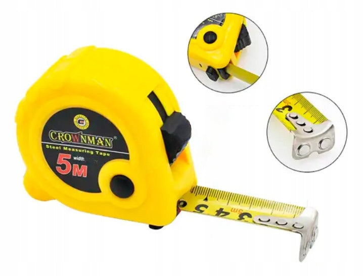 MEASURE RETRACTABLE STEEL LOCK TAPE 5M x19MM WITH CLIP REPAIR Product weight with unit packaging 0.1 kg