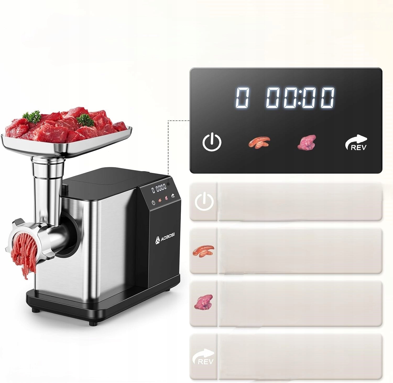 MEAT GRINDER AAOBOSI 3000W SAUSAGE SET 2KG/MIN Packaging status original