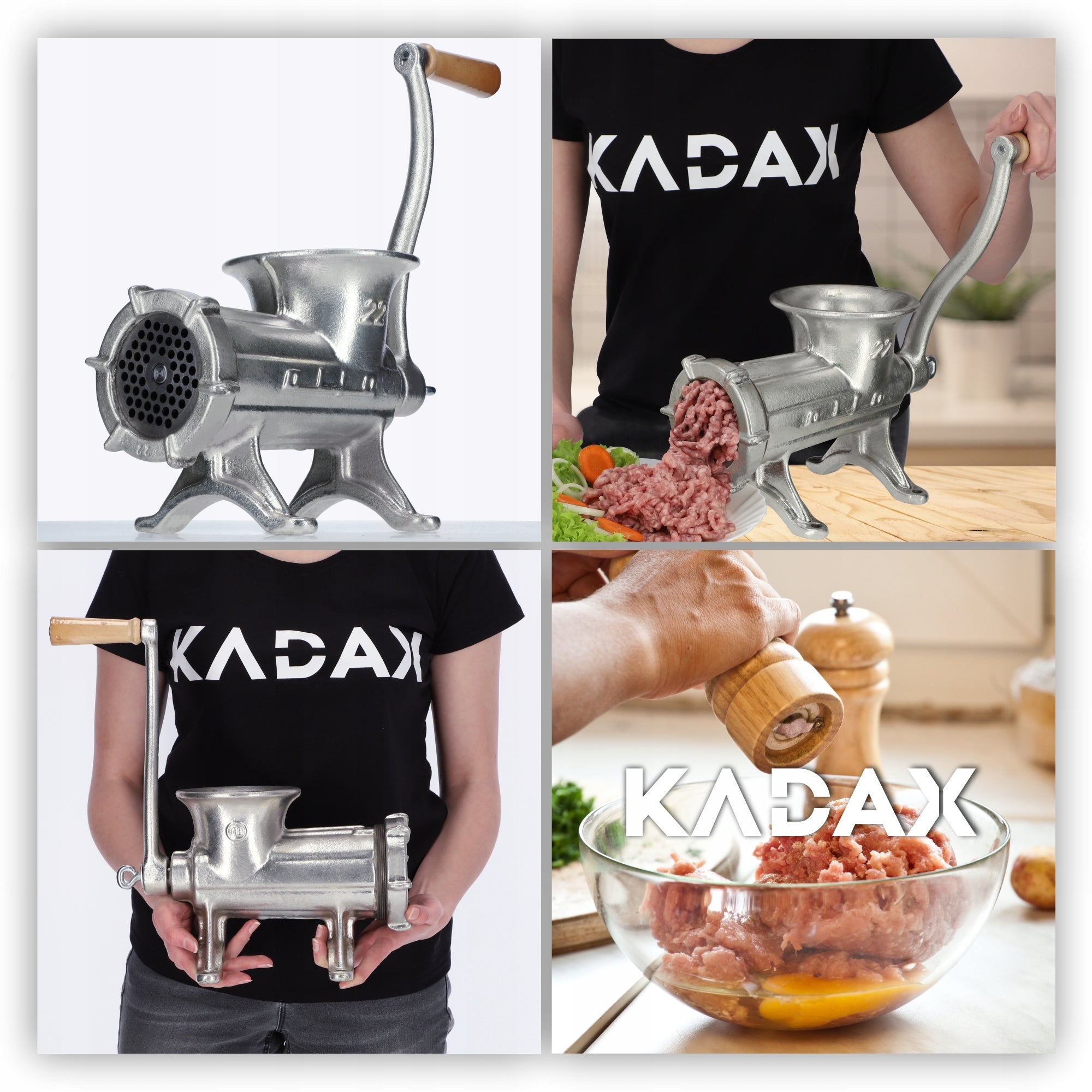MEAT GRINDER HAND CAST IRON 22 GRINDER ALFA Poland ORIGINAL Brand Kadax