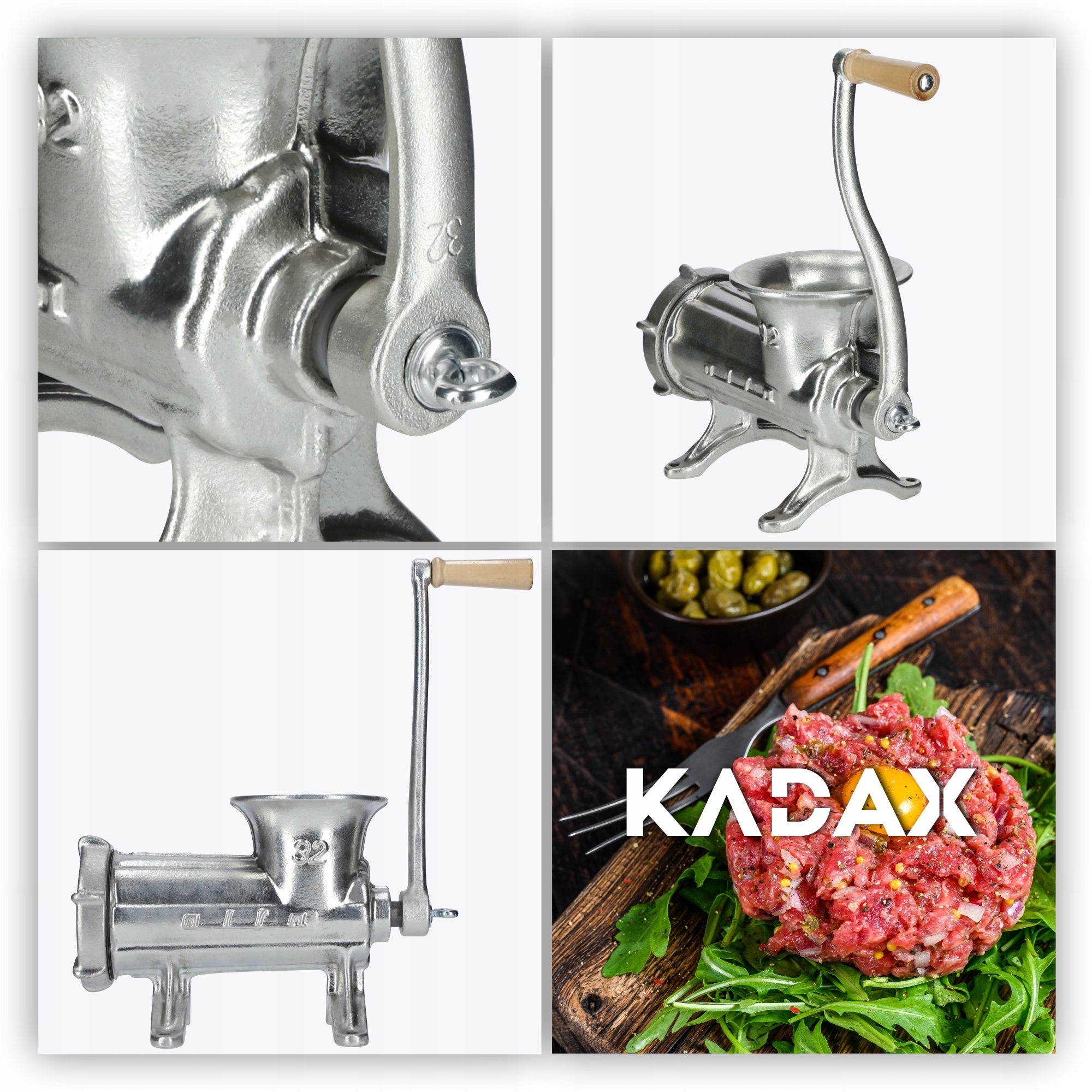 MEAT GRINDER HAND CAST IRON 32 GRINDER ALFA POLAND ORIGINAL Brand Kadax