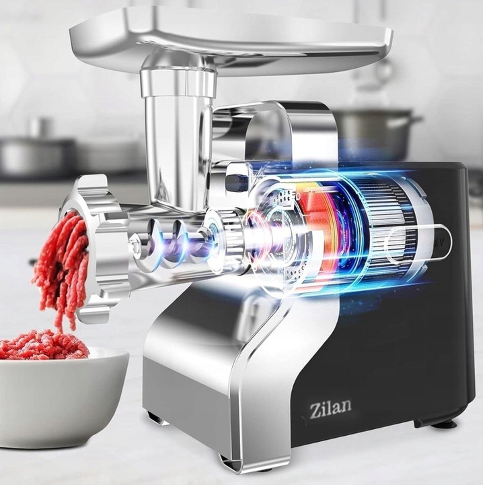 MEAT GRINDER METAL PREMIUM 3 SIEVES + JERKY POWER 2100W Packaging status original