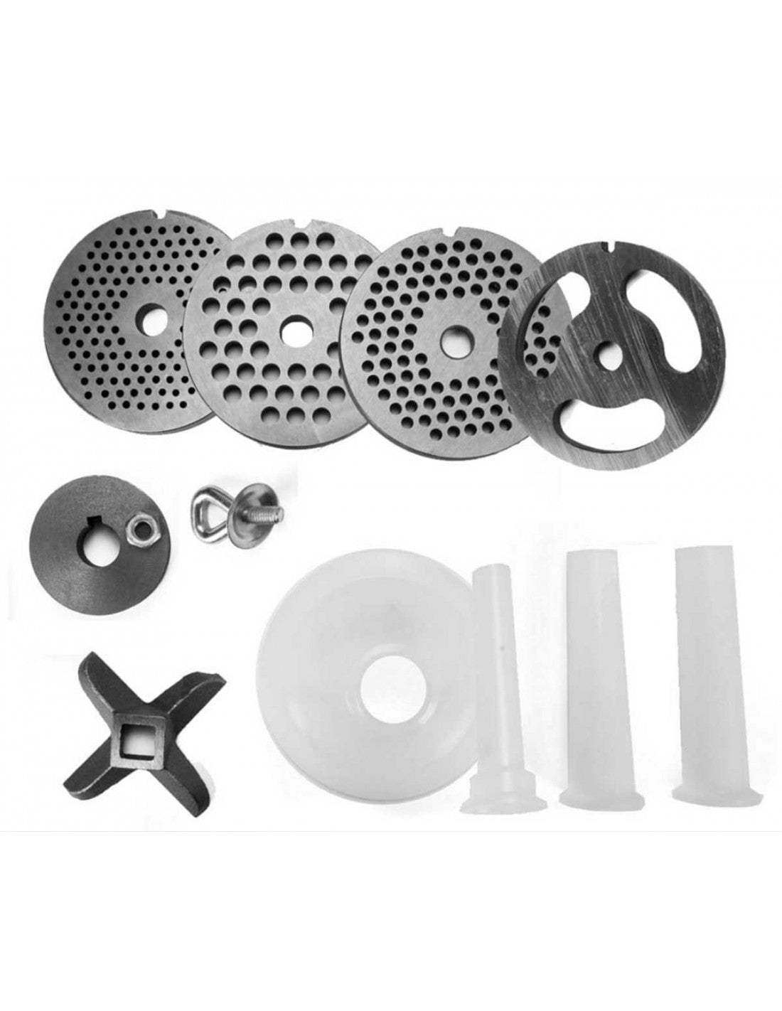 MEAT GRINDER No. 22 Funnel Wheel Stuffer 4 sieves Packaging status original