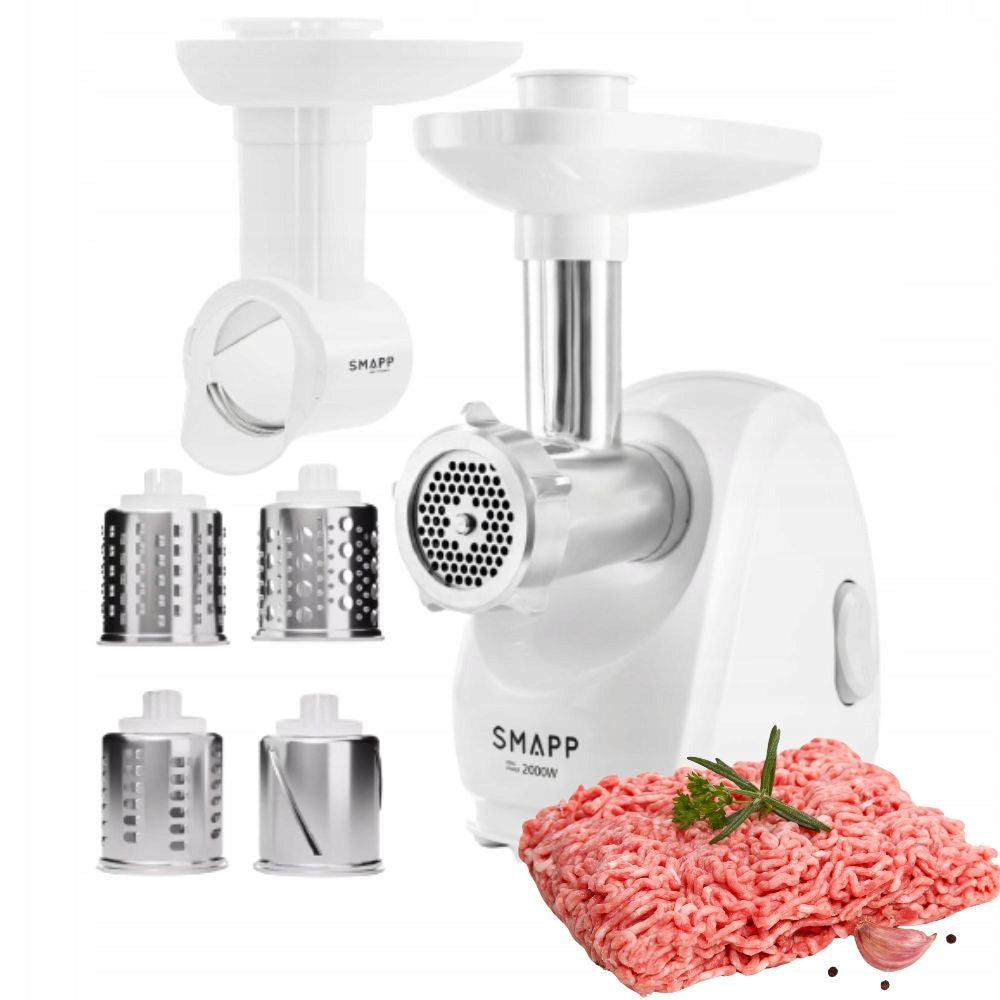MEAT GRINDER SMAPP 489.81 2000W +SLICER 4 DRUMS POLISH PRODUCT Manufacturer code 489.81 BIAŁA