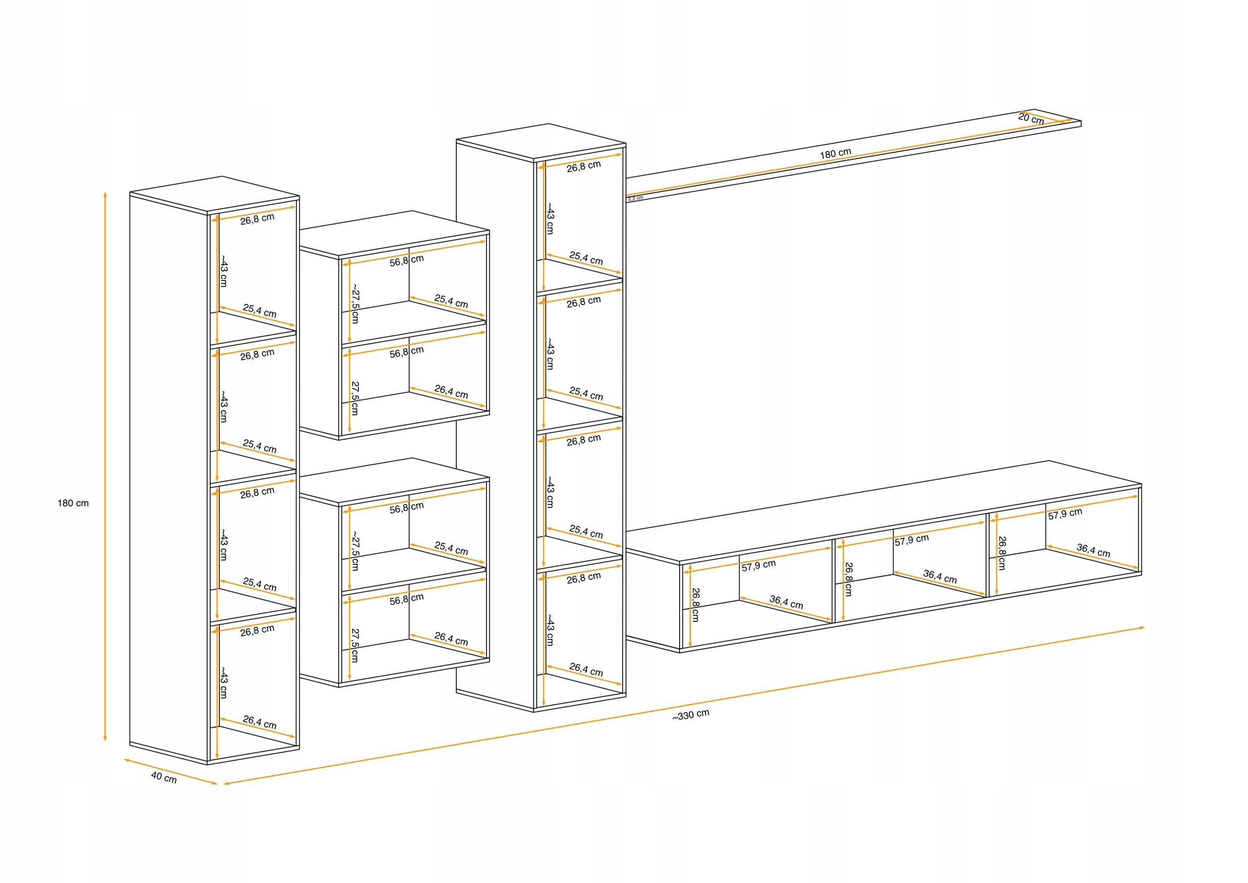 Section Switch VI, Eiche/Grau 