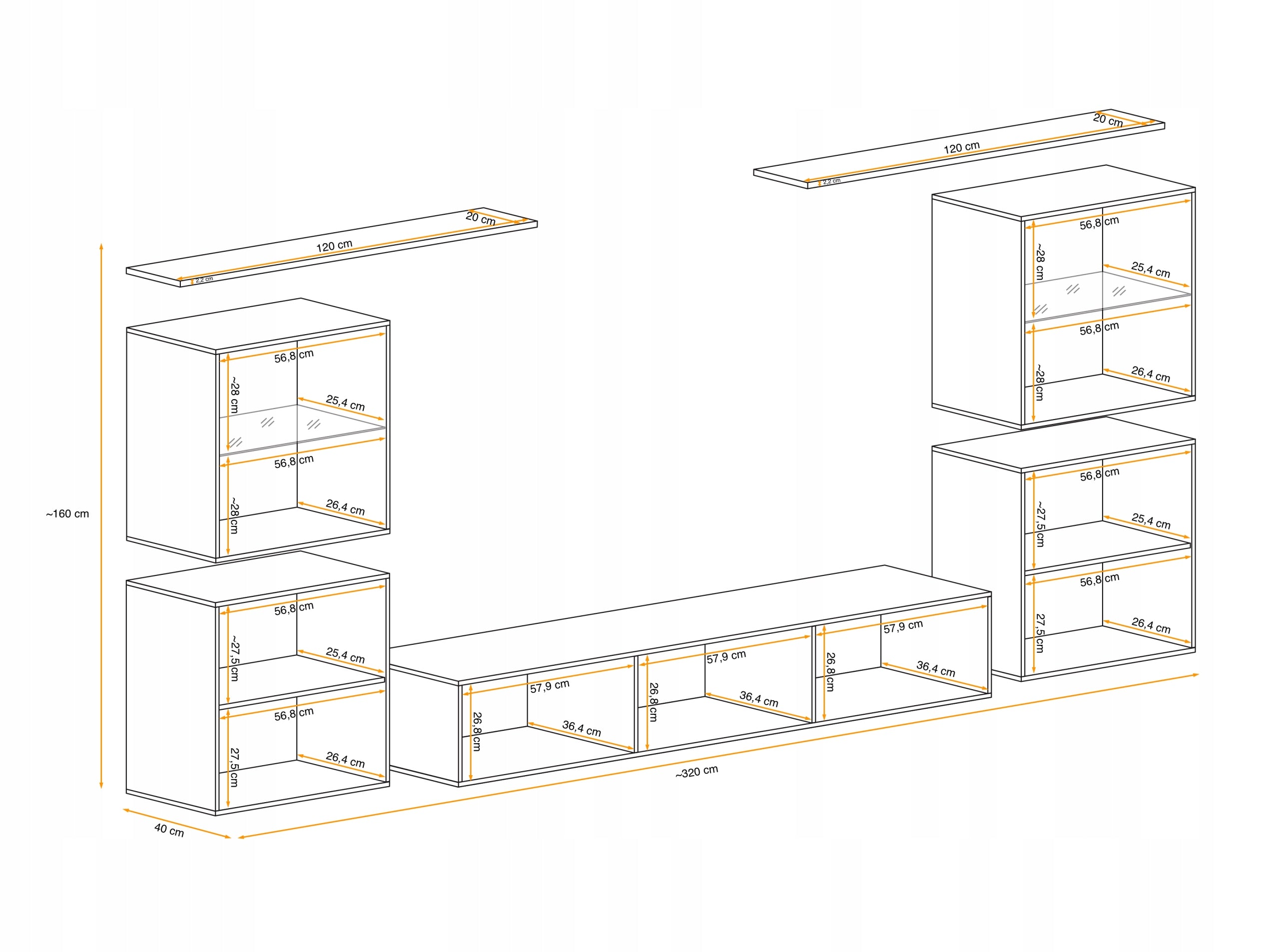 Sekcija Switch XIV, juoda/balta
