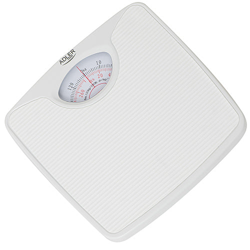 MECHANICAL BATHROOM SCALE ADLER UP TO 130 KG WHITE WITHOUT BATTERIES