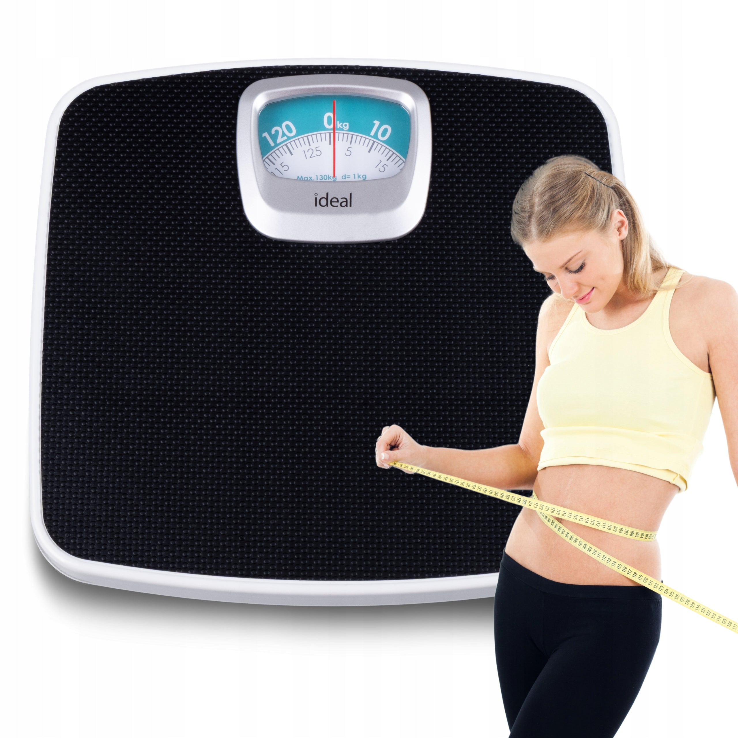 MECHANICAL BATHROOM SCALE CLASSIC ANALOGUE UP TO 130KG IZ9202 BLACK EAN (GTIN) 5908277389246