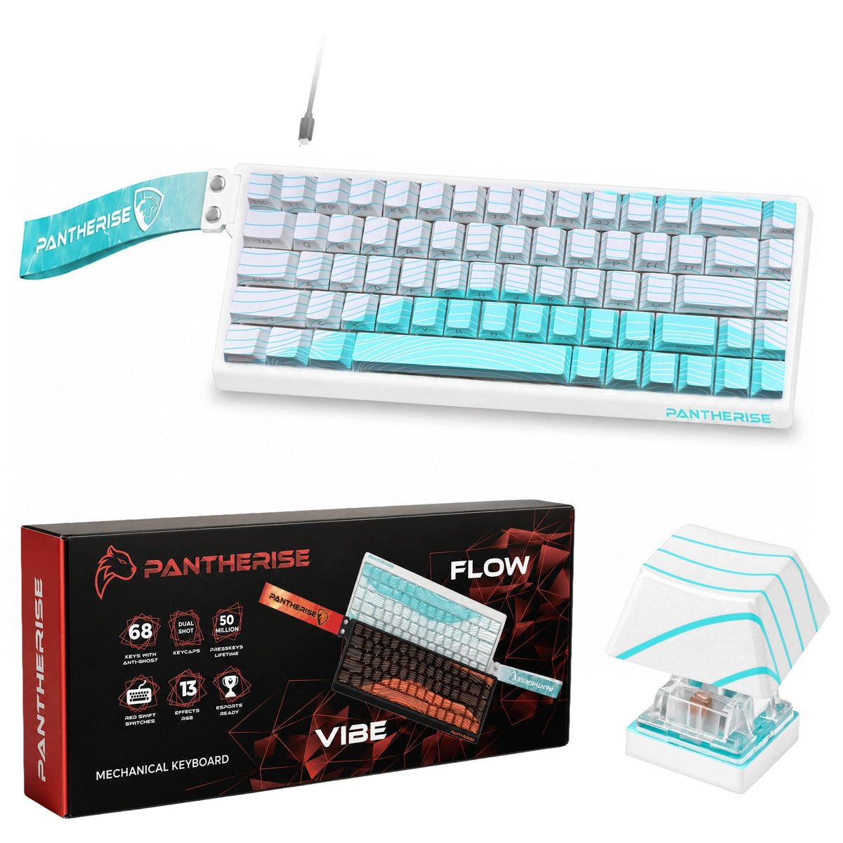 MECHANICAL KEYBOARD PANTHERISE FLOW RGB 68 BT 2.4G USB-C WIRELESS
