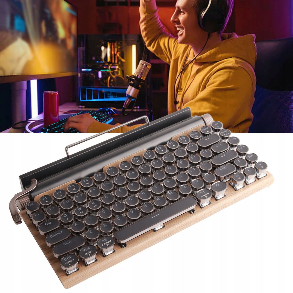 MECHANICAL KEYBOARD STEAMPUNK 83 KEYS WHITE BACKLIGHT 2000 MAH Keyboard layout ARABIC (qwerty)