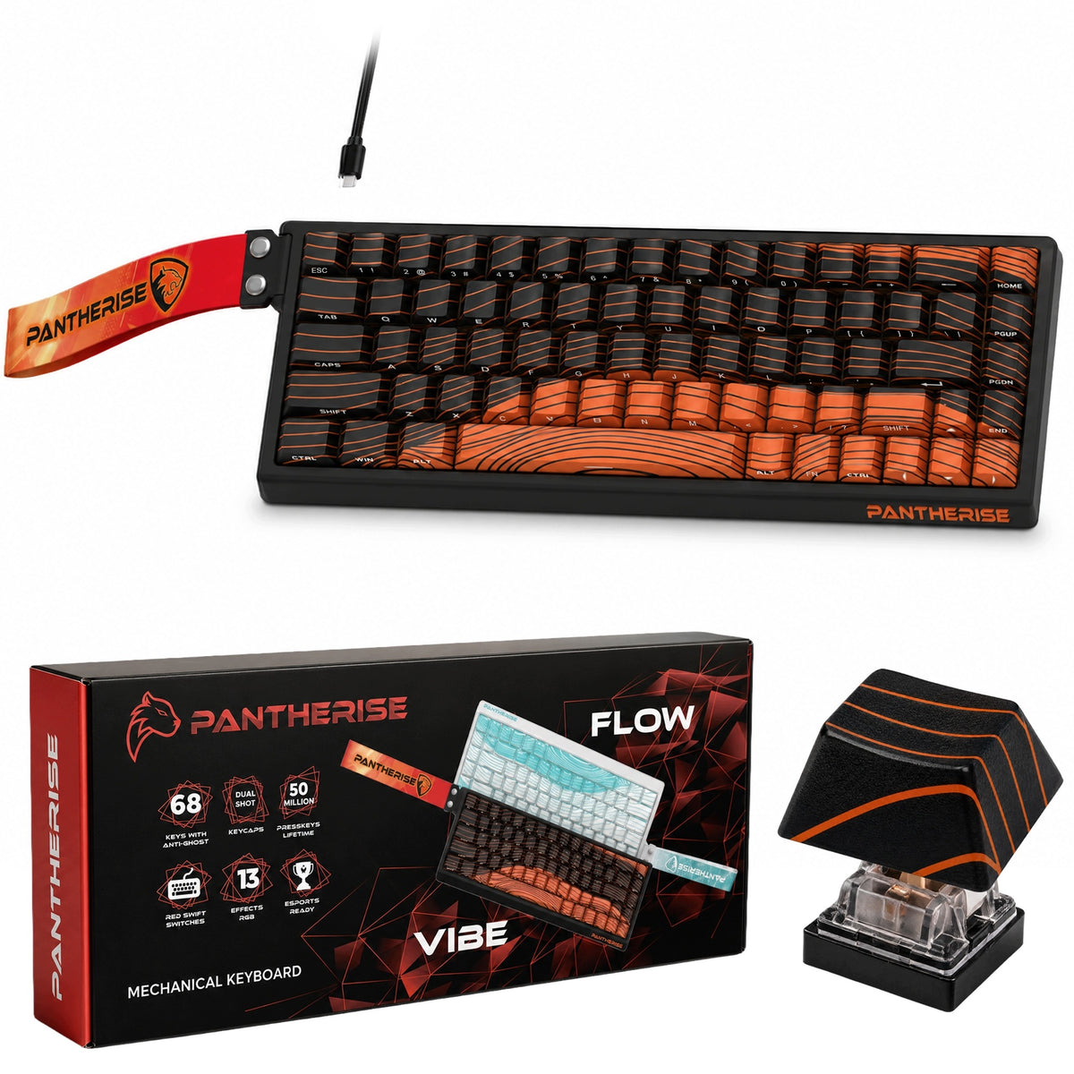 MECHANICAL KEYBOARD WIRELESS BLUETOOTH RGB LED 68 2.4G USB-C GAMING