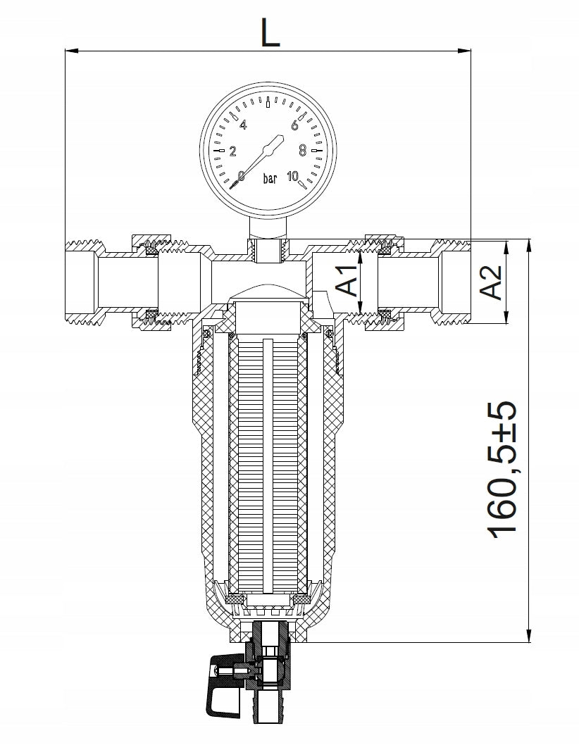 MECHANICAL SELF-CLEANING FILTER WITH 3/4 PRESSURE GAUGE Manufacturer code ART.350-25