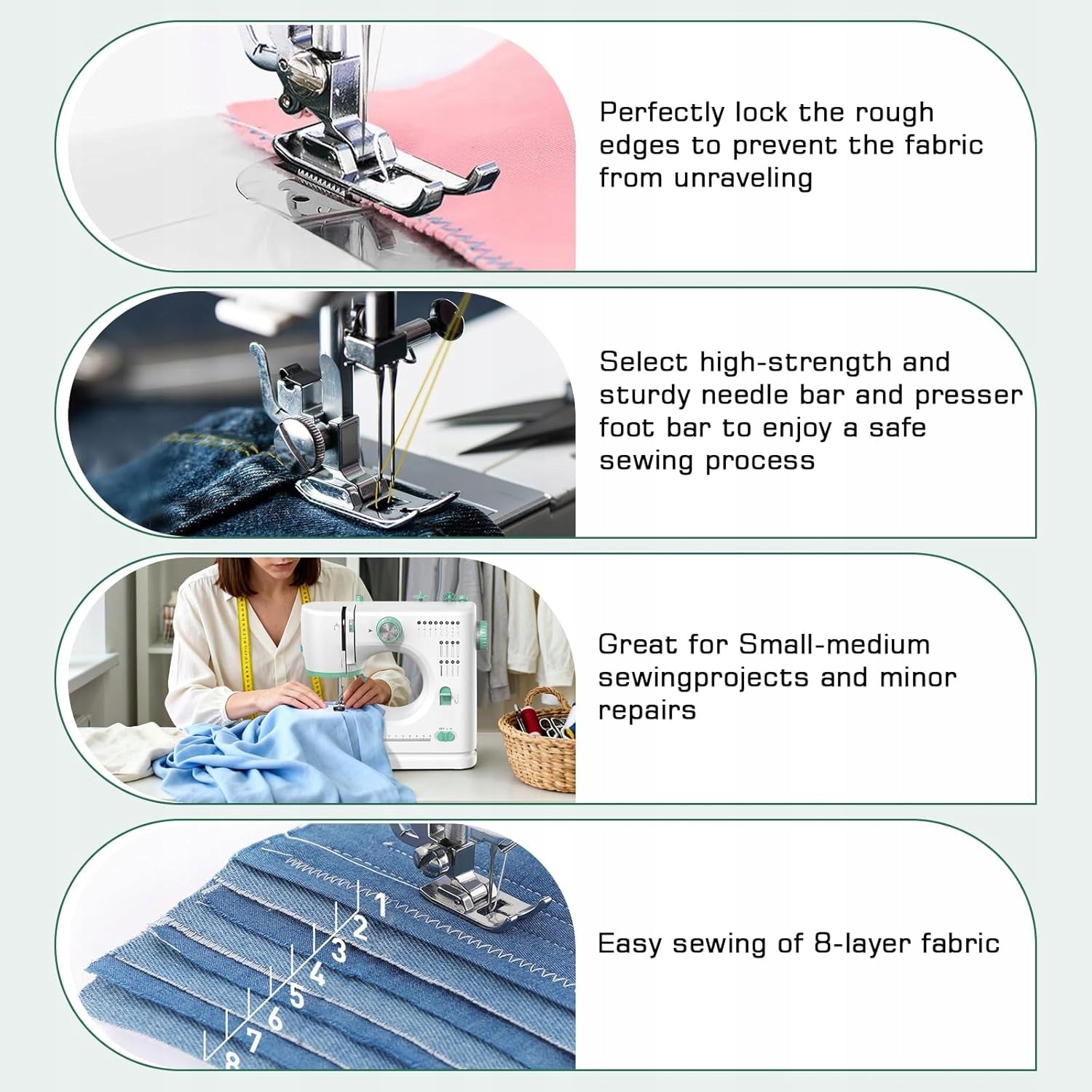 MECHANICAL SEWING MACHINE 16 STITCHES SET COMPLETE TABLE Model ACYK-FRJ-NEW