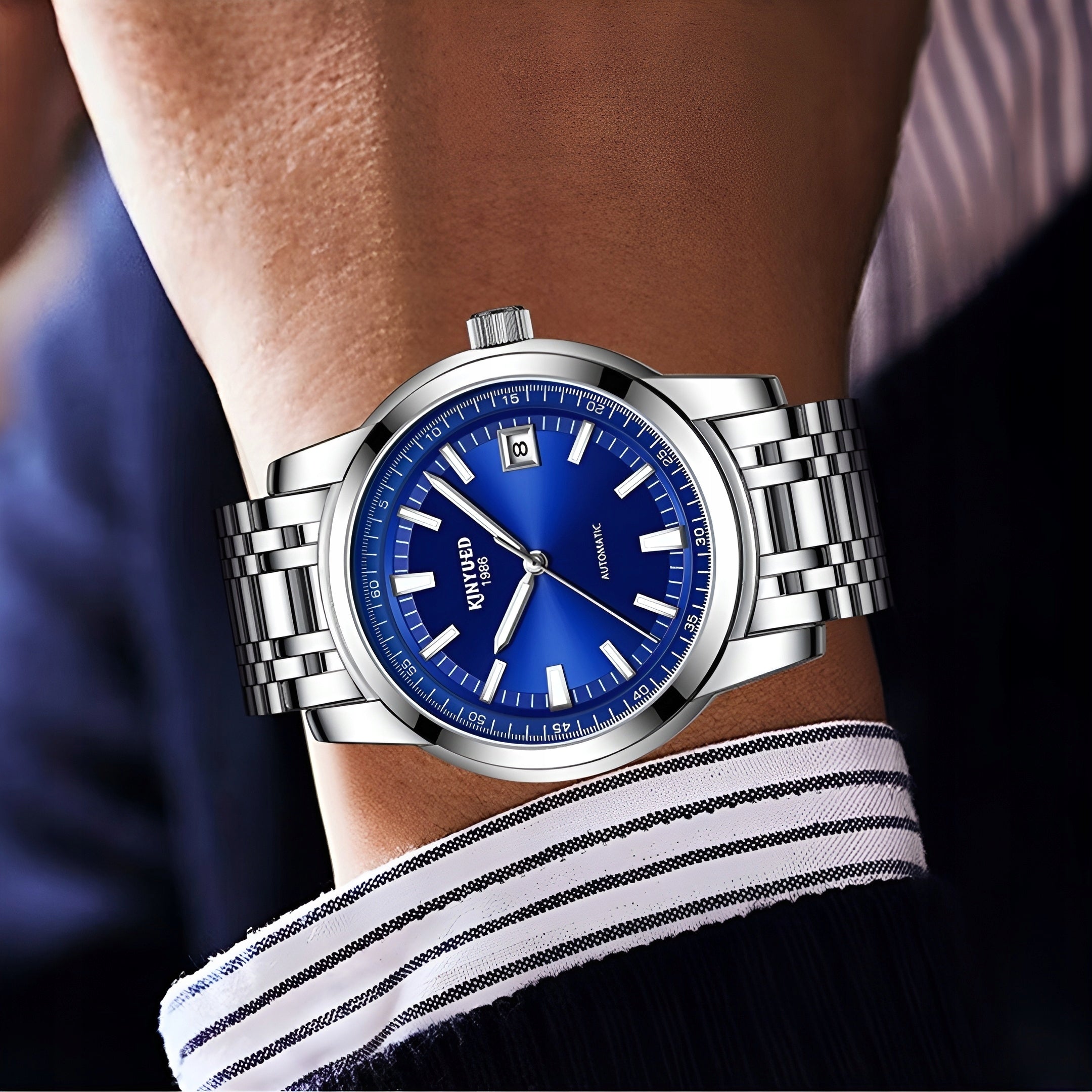 MECHANICAL WATCH MEN'S AUTOMATIC LUXURY DATE + BOX Packaging status original