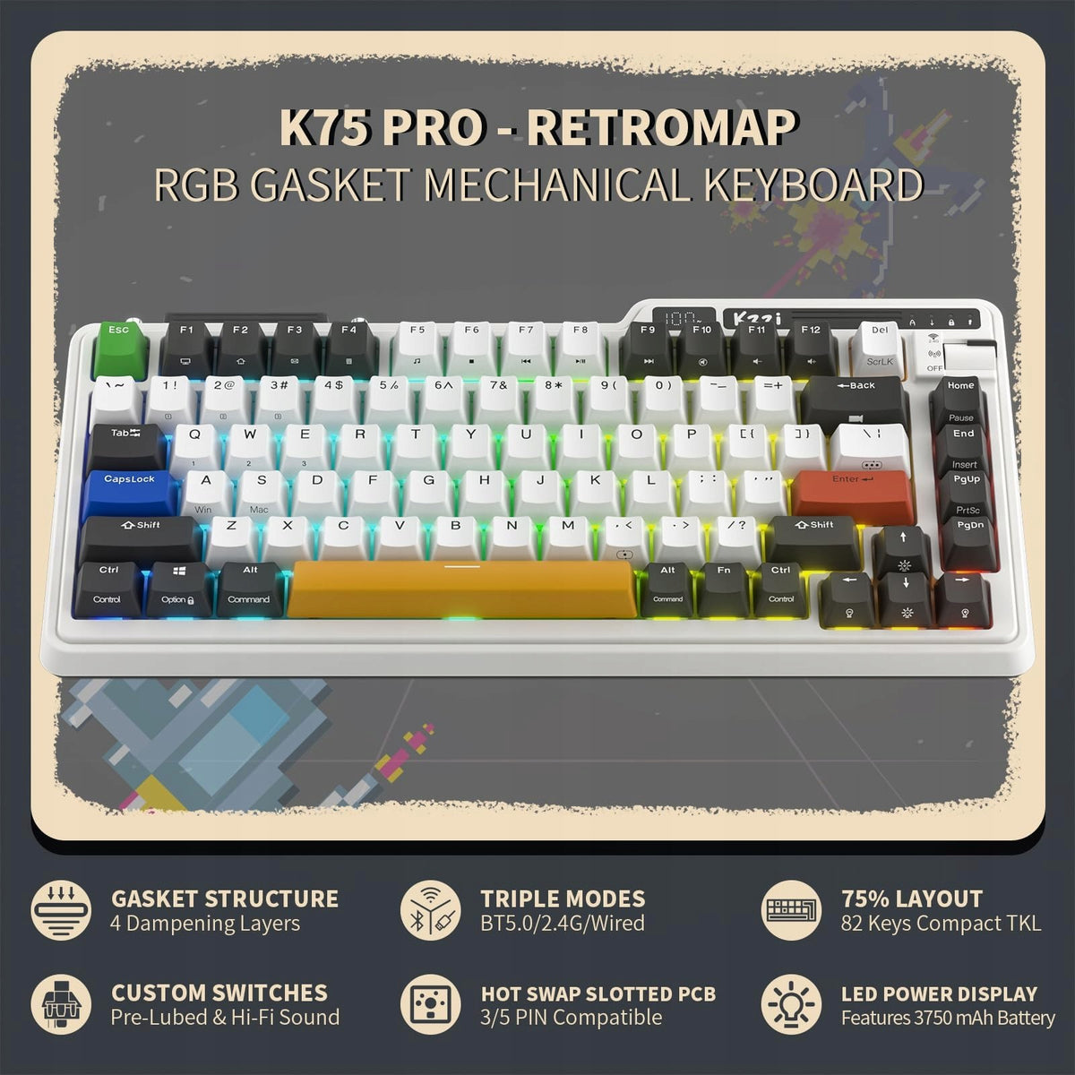 MECHANICAL WIRELESS KEYBOARD 82 GAMING KEYS GAMING OFFICE Manufacturer code 447915591