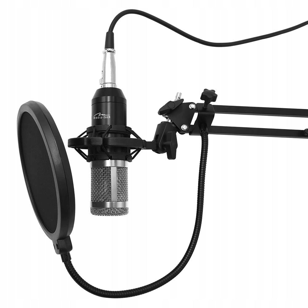 MEDIA-TECH DIRECTIONAL CONDENSER MICROPHONE WITH ACCESSORY KIT SILVER