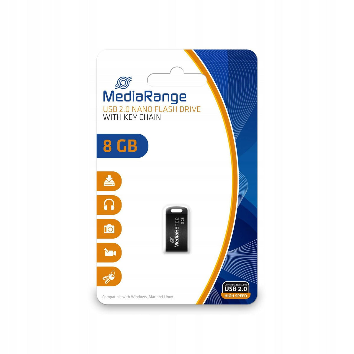 MEDIARANGE USB 2.0 Nano 8GB Flash Drive Packaging status original