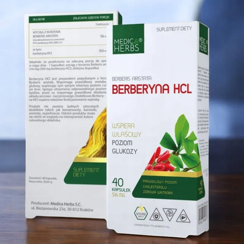 MEDICA HERBS BERBERINE HCL diabetes glucose cholesterol liver slimming Manufacturer code 5903968202682