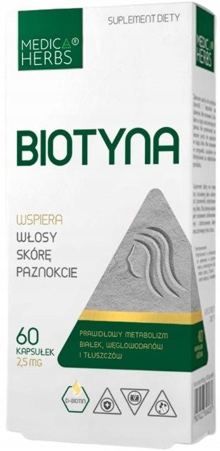 MEDICA HERBS BIOTIN 2,5mg 60 capsules HAIR SKIN D-biotin Strong nails