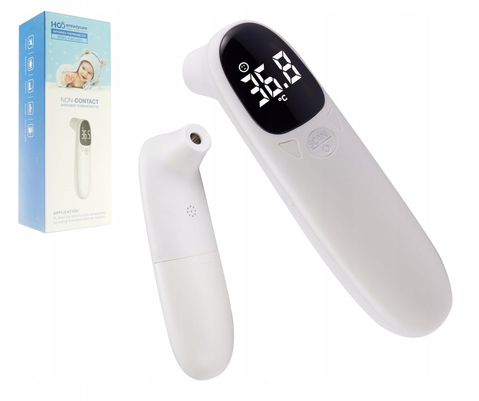 MEDICAL TOUCHLESS THERMOMETER 2in1 INFRARED FOREHEAD CE