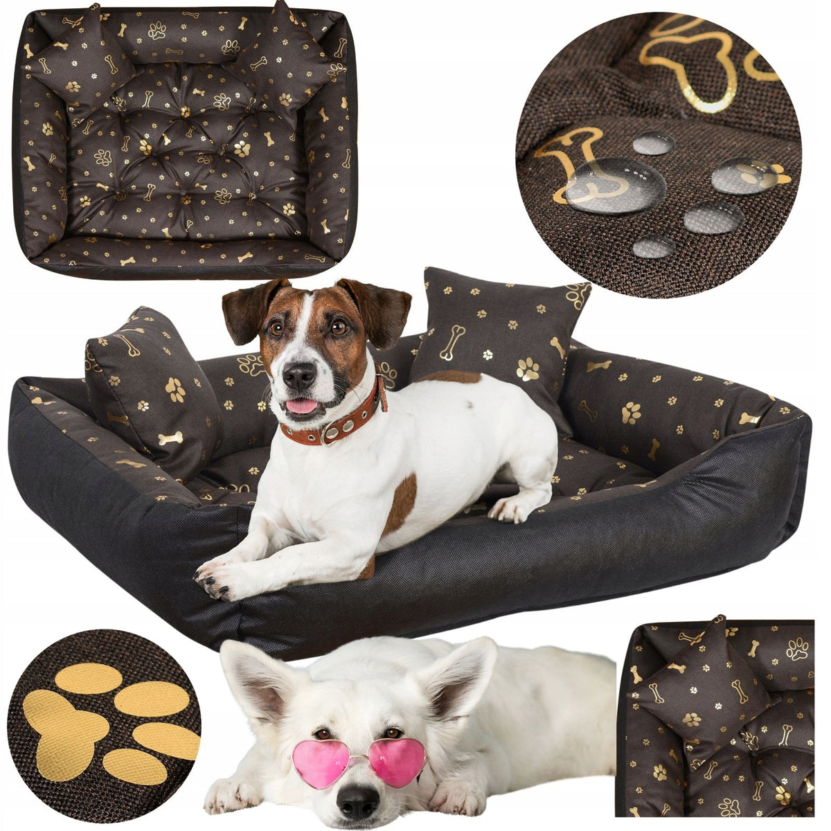 MEDIUM DOG BED BONE PLAYPEN WATERPROOF XL 100x75cm