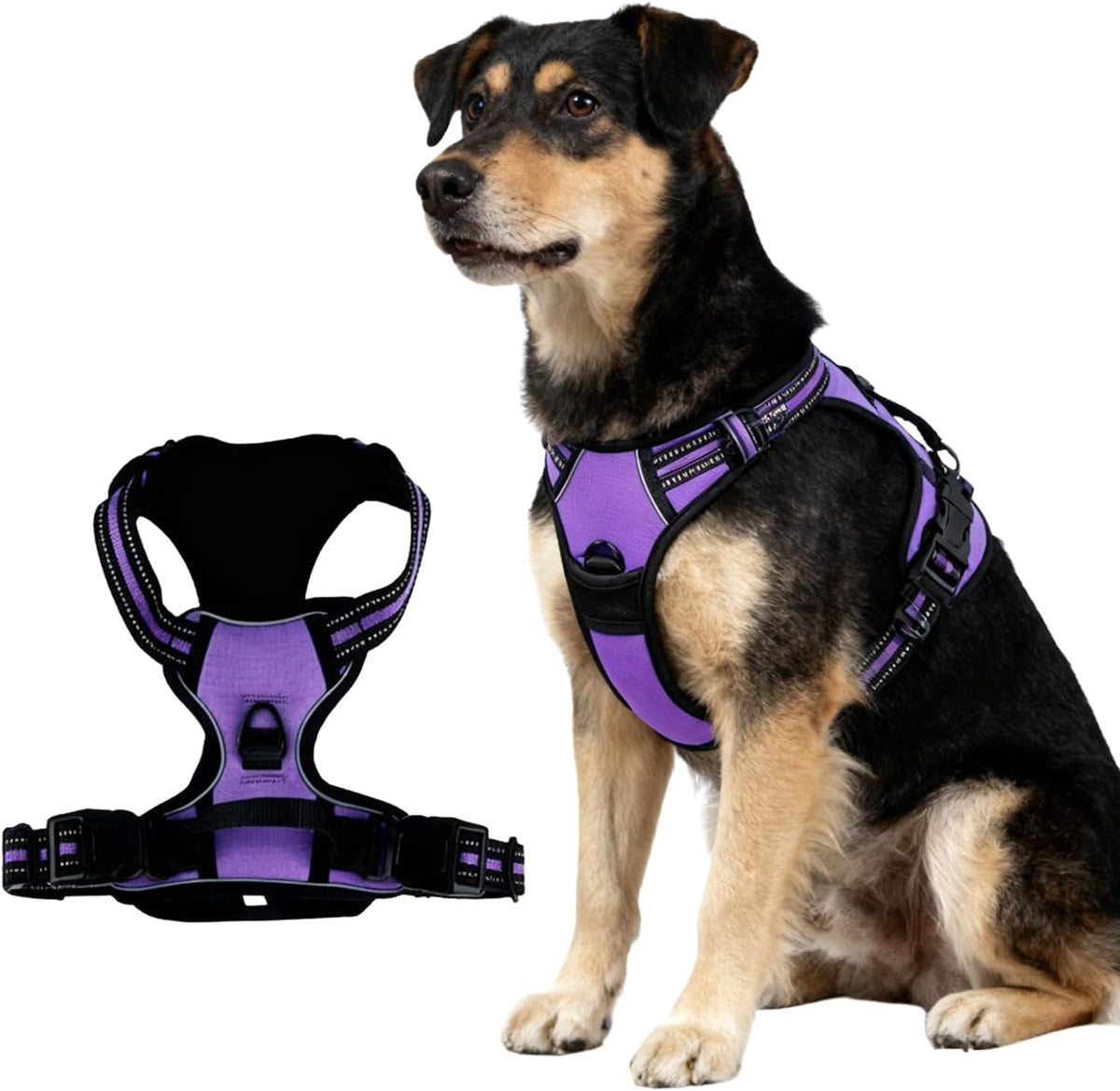 MEDIUM DOG HARNESS L ANTI-PULL REFLECTIVE PURPLE