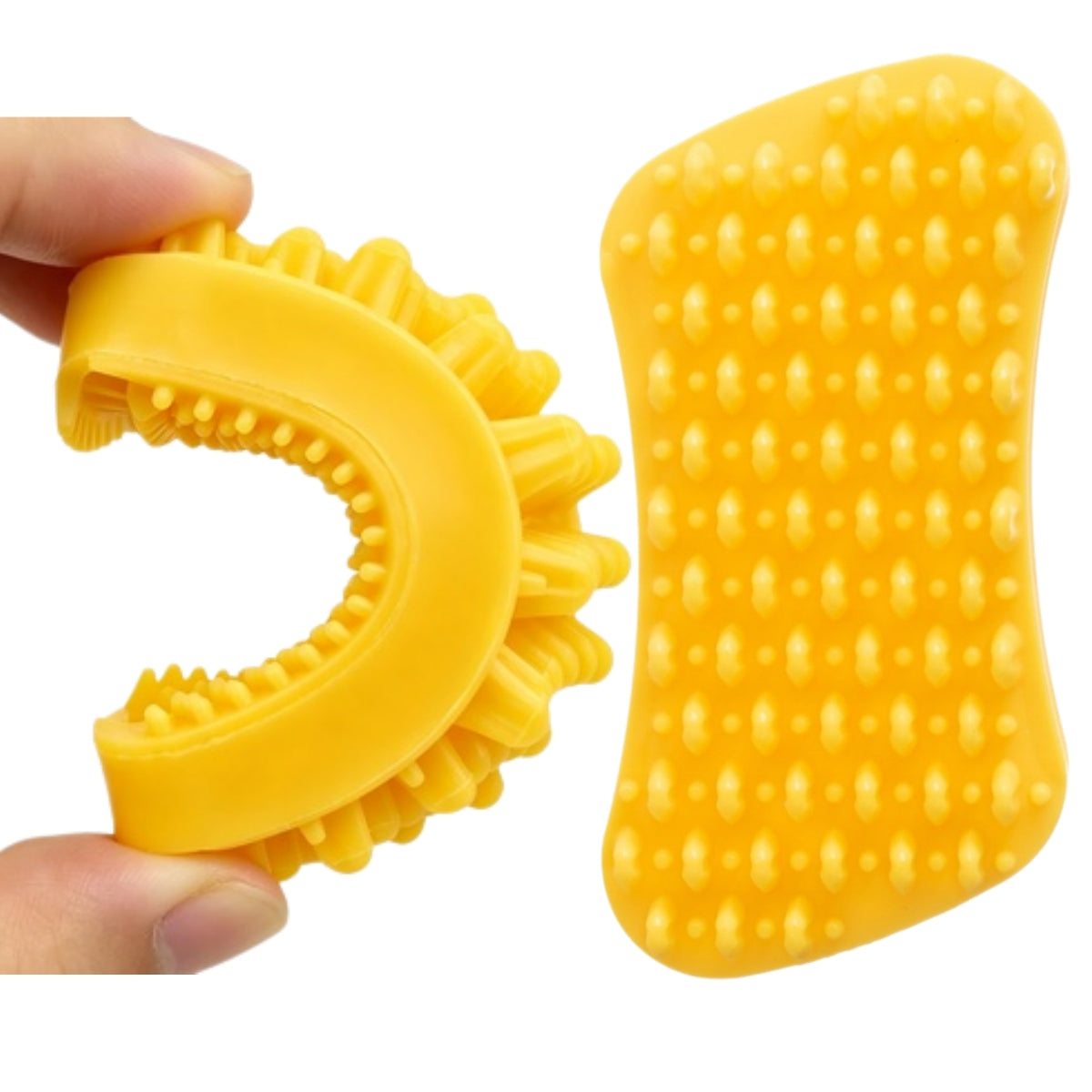 MEDIUM SILICONE BRUSH UNIVERSAL FOR DOG AND CAT YELLOW